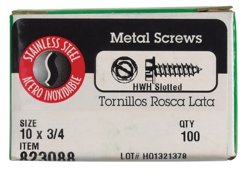 Hillman 823088 10 x 0.75 in. Hex Head Sheet Metal Screws  Stainless St