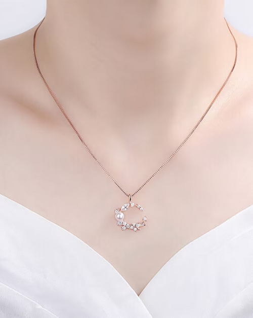 Women Rose Gold-Plated American Diamond-Studded Pendant