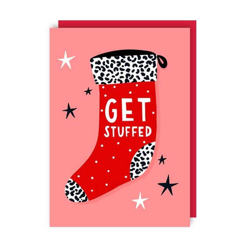 Get Stuffed Funny Stocking Christmas Card (Pack of 6)