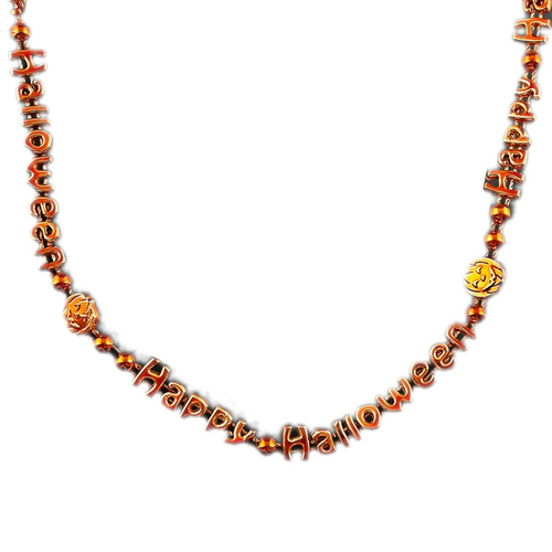 Blinkee HPPYHLWNBEADS Happy Halloween Non Light Up Orange Beaded Neckl