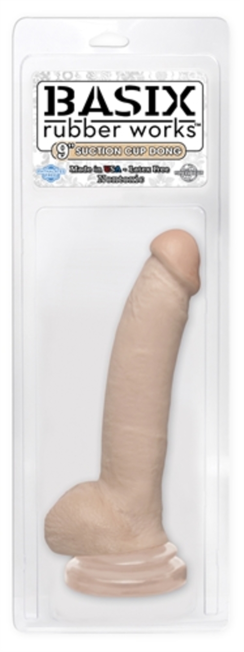 Basix Rubber Works 9 Inch Suction Cup Dong - Flesh