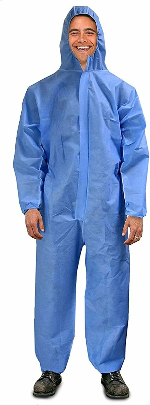 AMZ Disposable Coveralls Large Size Pack of 5 Blue Polypropylene