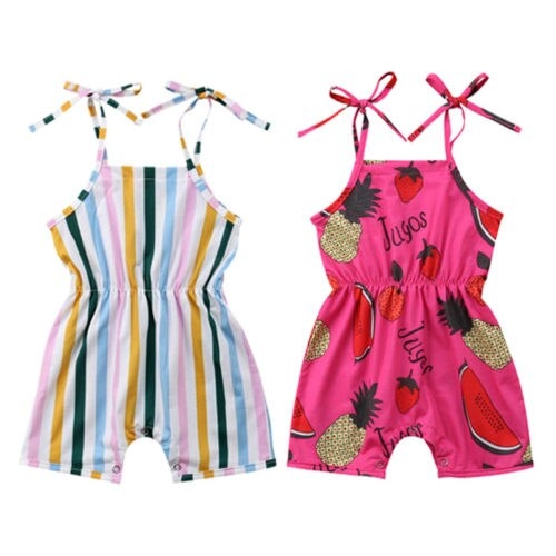 Summer Newborn Baby Girl Stripes/Fruit Print