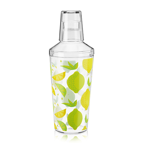 True 7846 16 oz Citrus Patterned Plastic Cocktail Shaker, Clear