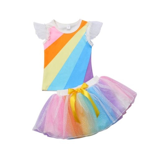 Baby Rainbow Stripes Skirts Clothes Sets Babies