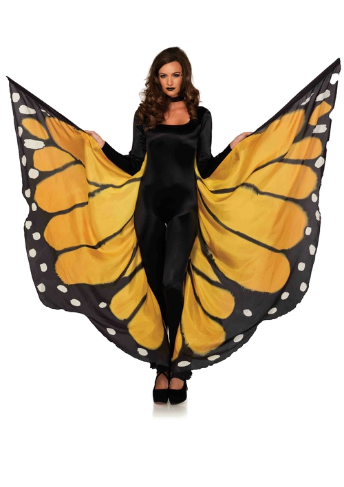 Festival Butterfly Wing Halter Cape - Orange/  - One Size - Black