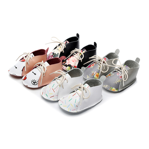 Baby Moccasins Pink Heart lace up Firstwalkers