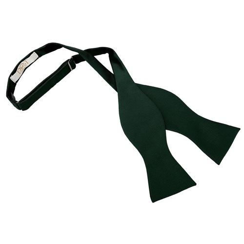 Solid Check Self-Tie Bow Tie - Dark Green
