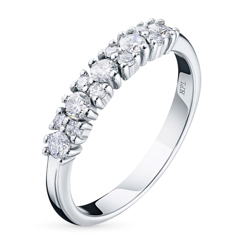 Sterling Silver Ring with 13 Round-Cut Lab-Created Diamonds 0.602