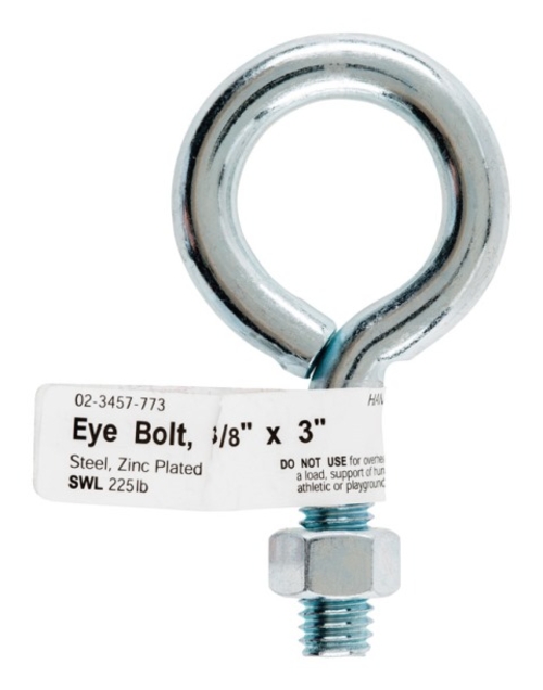 Hampton 02-3457-773 Bolt Eye Closed with Hex Nut  0.375 x 3 in. - pack