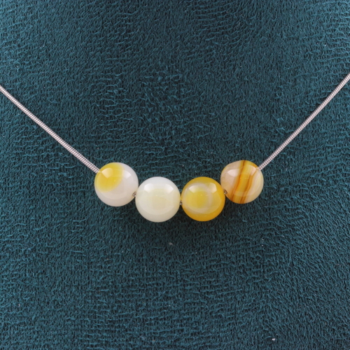 Yellow Sardonyx 8 mm 4 beads necklace