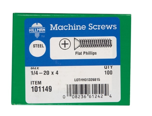 Hillman 101149 0.25 x 4 in. Phillips Flat Head Zinc Plated Steel Machi