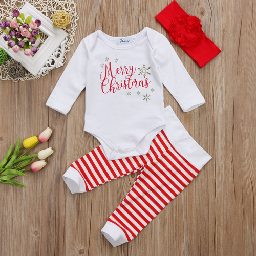 2017 Babies 3Pcs  Christmas Clothing Set Baby Boy