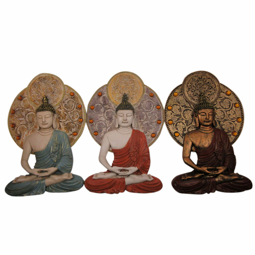 Wall Decoration DKD Home Decor 20 x 4 x 30,3 cm Red Blue Golden Buddha