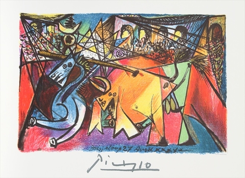 Pablo Picasso 47599 Course de Taureaux- Lithograph on Paper 29 In. x 2