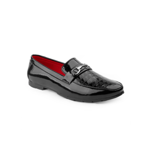 Walkroz Black Synthetic Patent Casual Shoes For Men