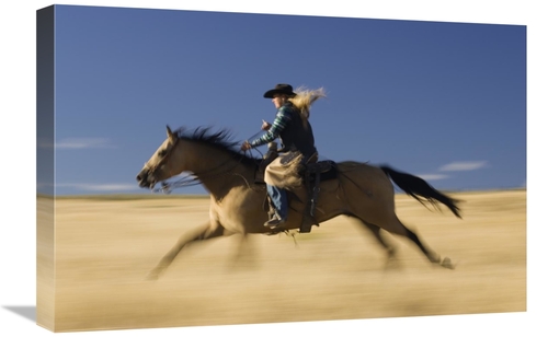 Global Gallery GCS-452587-1624-142 16 x 24 in. Cowgirl on Horse Runnin