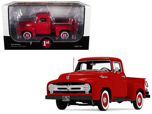 1956 Ford F-100 Pickup Truck High Feature Vermillion Red 1/25 Diecast