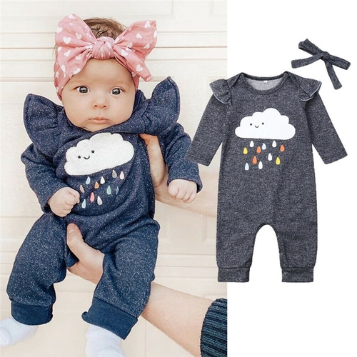 Cute Toddler Baby Boy Girl Sets Ruffle Clouds