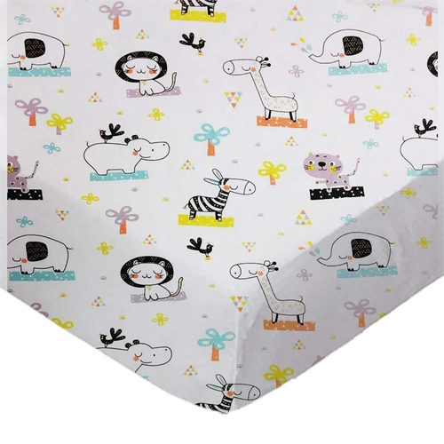 SheetWorld Fitted Crib Sheet - 100% Cotton Jersey - Safari Animals,