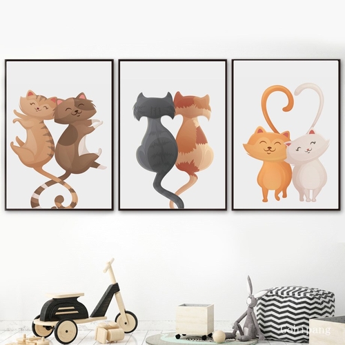 Home Decoration Canvas Prints Painting Cute Cat