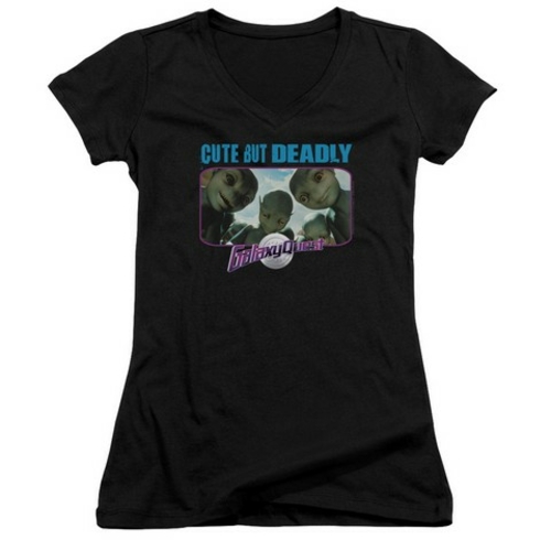 Trevco Galaxy Quest-Cute But Deadly Junior V-Neck Tee, Black - Med