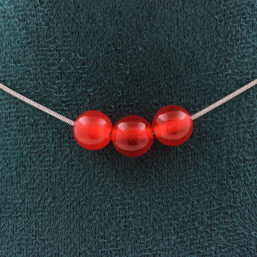 Red Chalcedony 3 beads 8 mm necklace