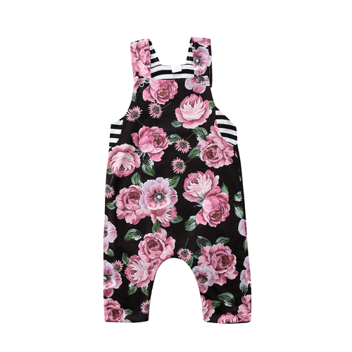 Girls Sweet Suspender Stripe Flower Newborn