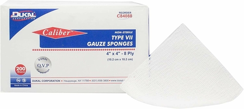 Dukal Type VII Gauze Sponges 4" x 4". Case of 4000 8-ply Gauze