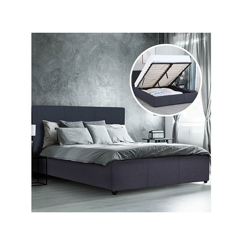 Milano Luxury Gas Lift Bed Frame Base And Headboard Charcoal