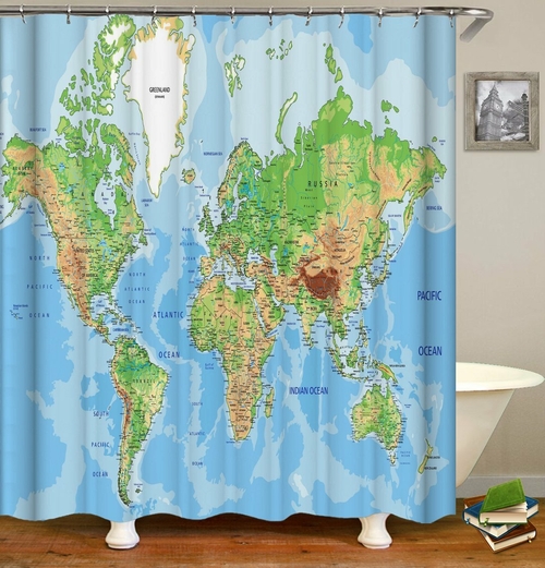 World Map Shower Curtain