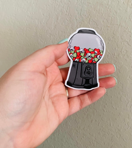 Skull Gumball-Gothic Valentines Day Sticker/Magnet