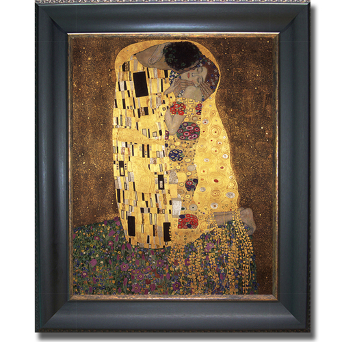 Artistic Home Gallery 1824579BG The Kiss By Gustave Klimt Premium Blac