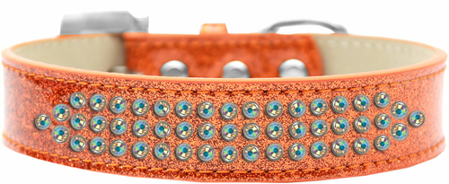 Main Three Row AB Crystal Ice Cream Dog Collar, Orange - Size 12 image