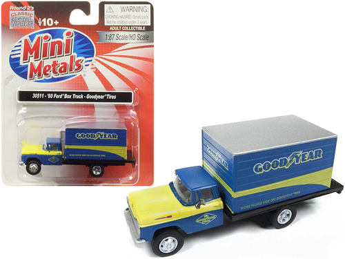 1960 Ford Box Truck \Goodyear\" Blue 1/87 (HO) Scale Model by Classic