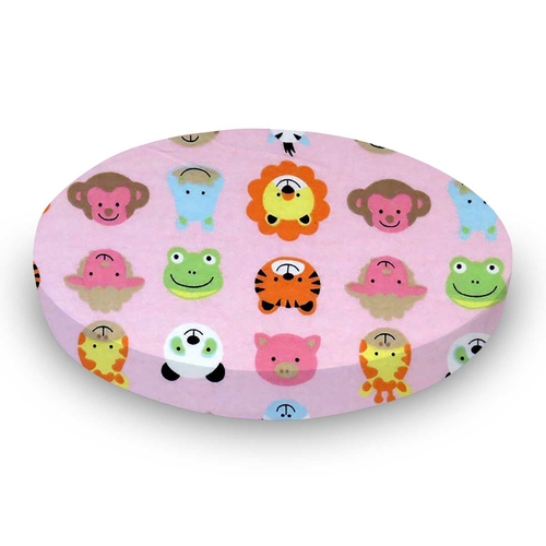 SheetWorld Fitted Round Crib Sheet - 100% Cotton Flannel - Animal