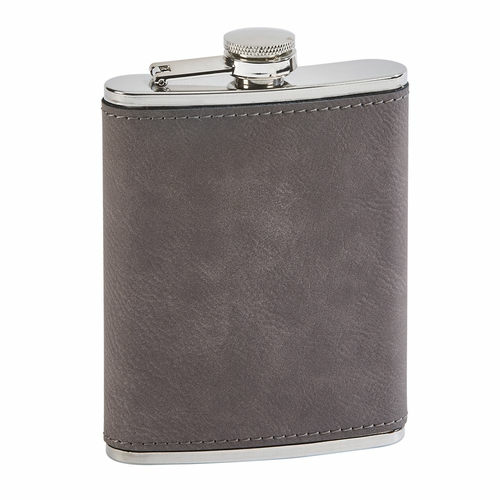 Creative Gifts International 002321 Leatherette Flask, Grey
