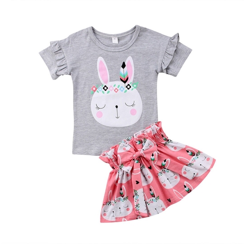 Rabbit Funny Cartoon Gray Easter 2Pcs Newborn