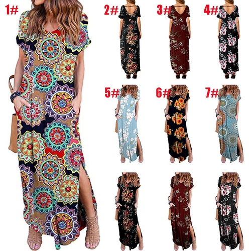  Floral Print Short Sleeve Loose Jersey