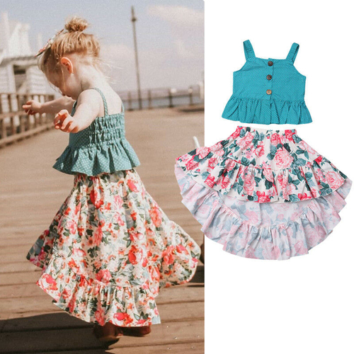 Summer Floral Suits Girls Clothes Set For Kids