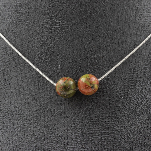 Unakite 8 mm 2 beads necklace. 