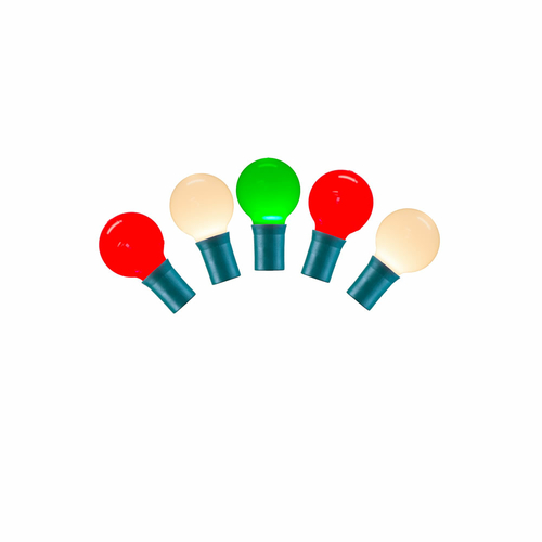 25 Red, White & Green G30 LED Lights on Green Wire, 16 ft. Chr