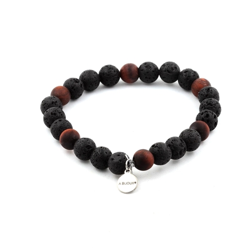 Lava + Matte Red Tiger's Eye Bracelet 8 mm Beads.