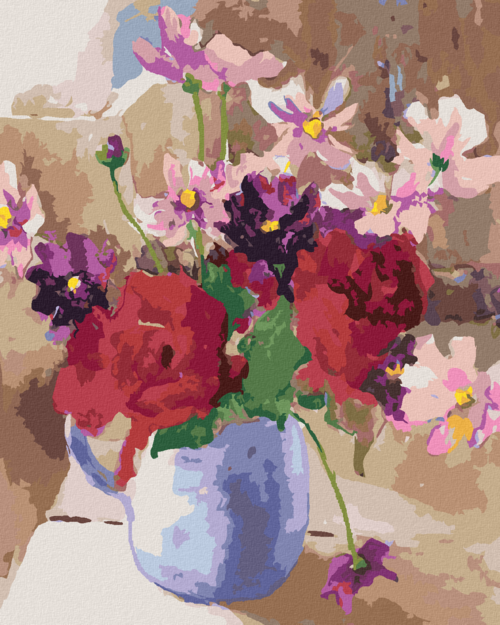 Zuty - Paint by Numbers – PINK AND PURPLE BOUQUET IN A JUG (JUDY