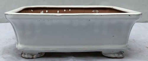 White Ceramic Bonsai Pot - Rectangle8.5" x 6.5" x 3.0"