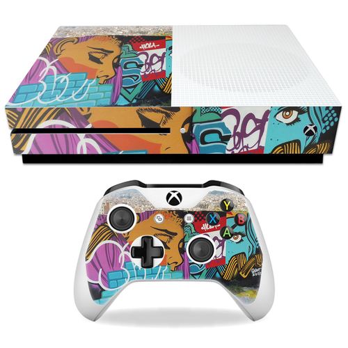 MightySkins MIXBONES-Graffiti Skyline Skin for Microsoft Xbox One S - 