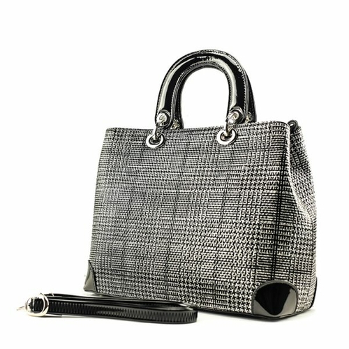 Bravo Handbags BV15-0873 Galina Large Sparkling Black and Gold Tweed P