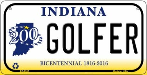 Smart Blonde BP-6387 3 x 6 in. Indiana Golfer Novelty Metal Bicycle Pl