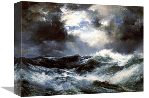 16 in. Moonlit Shipwreck at Sea Art Print - Thomas Moran