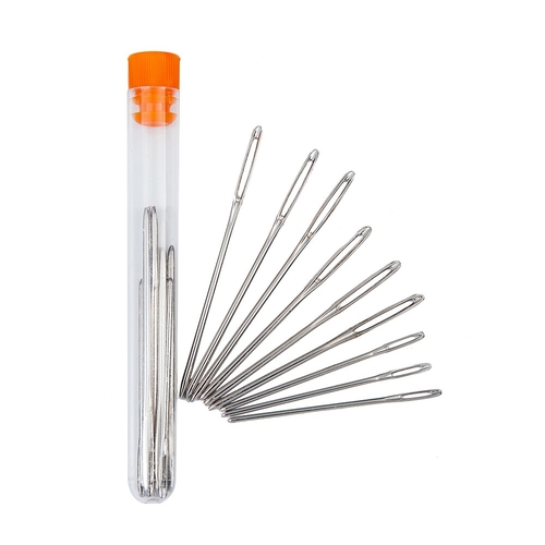 9Pcs Knitting Needle Big Eye Stainless Steel Cross